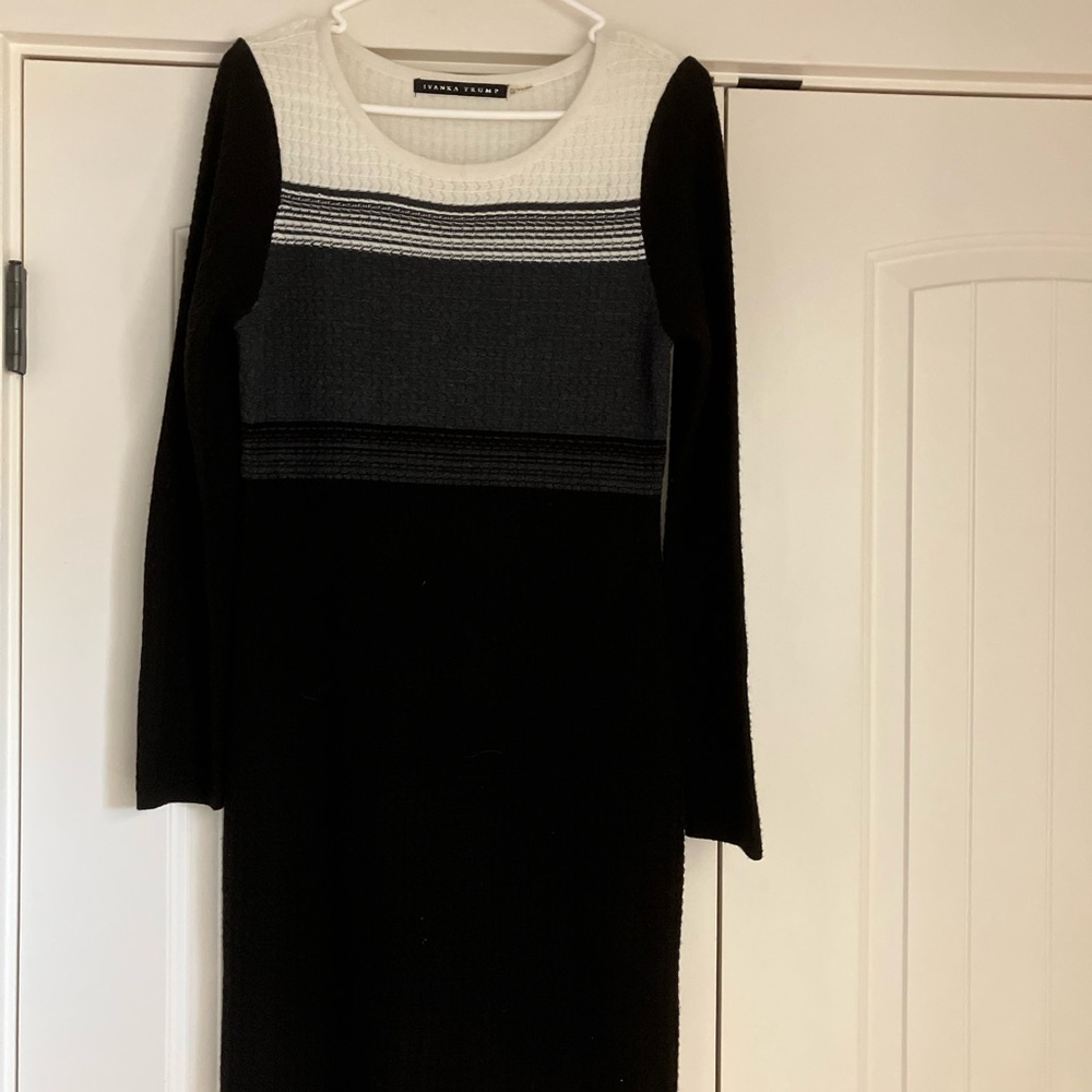 Ivanka Trump Black and Gray Long Sleeve Dress